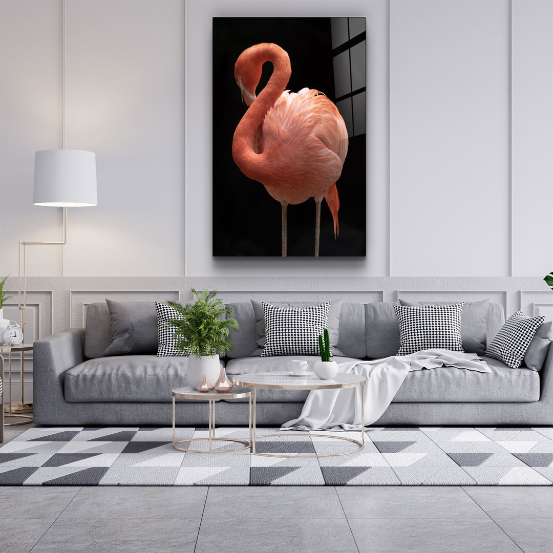 ・"Flamingo V2"・Glass Wall Art | Artdesigna Glass Printing Wall Arts.