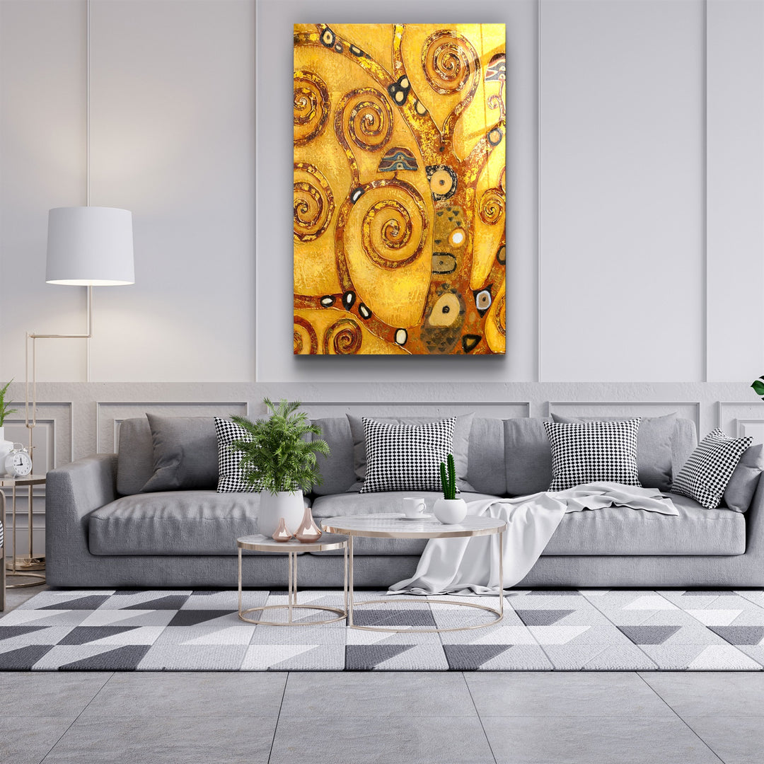 ・"Abstract Golden Tree"・Glass Wall Art | Artdesigna Glass Printing Wall Arts.