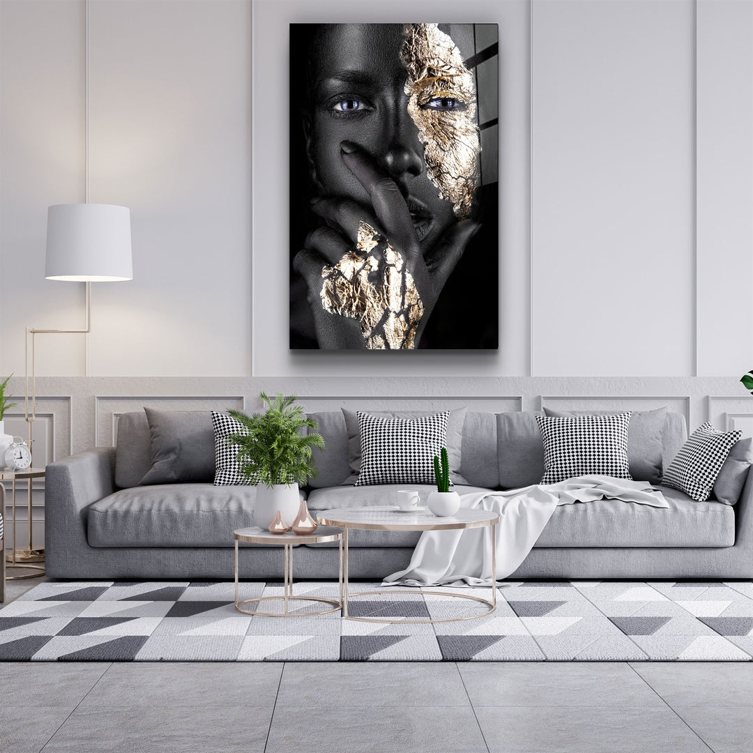 ・"Covering Face Woman Portrait"・Glass Wall Art | Artdesigna Glass Printing Wall Arts.