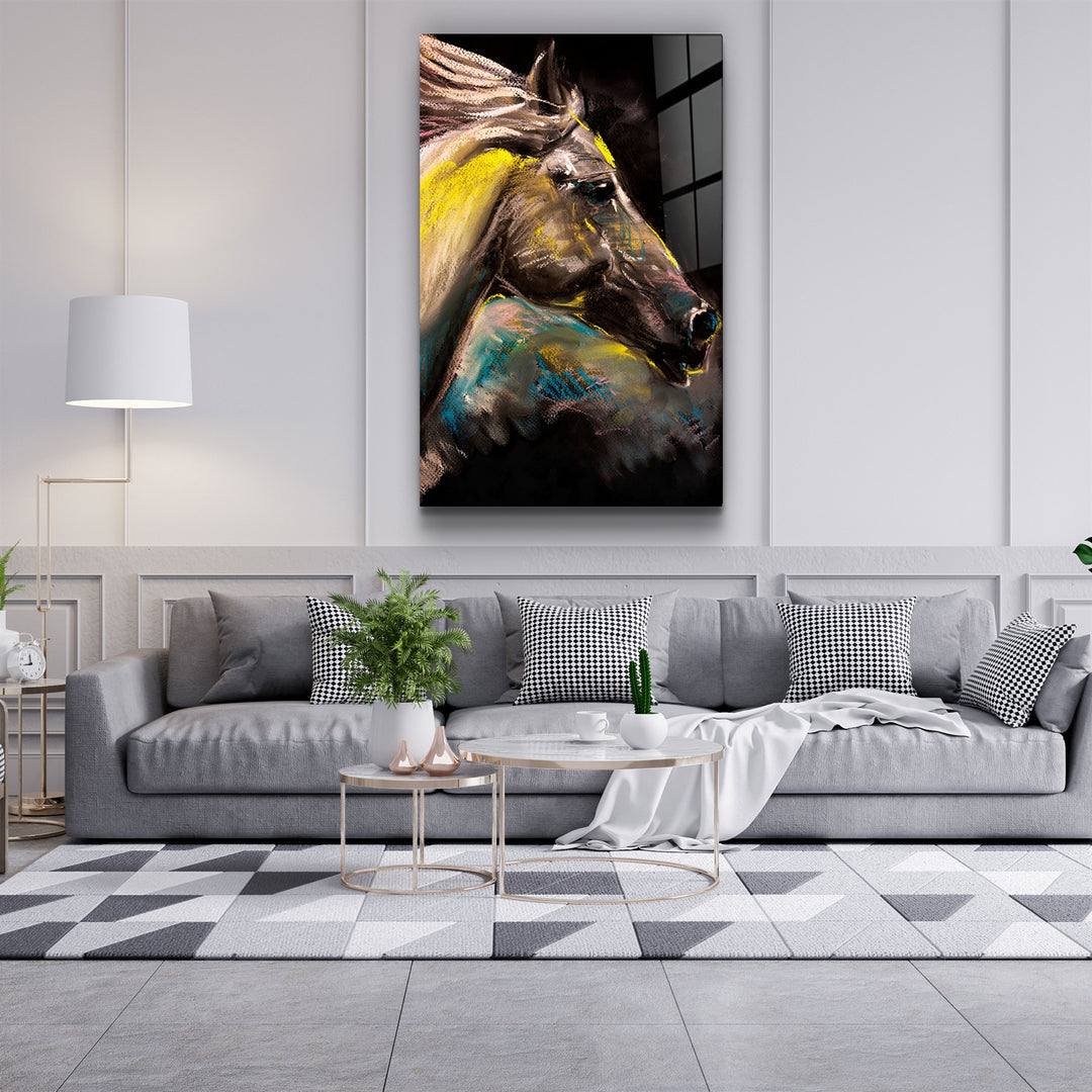 ・"Abstract Horse"・Glass Wall Art | Artdesigna Glass Printing Wall Arts.