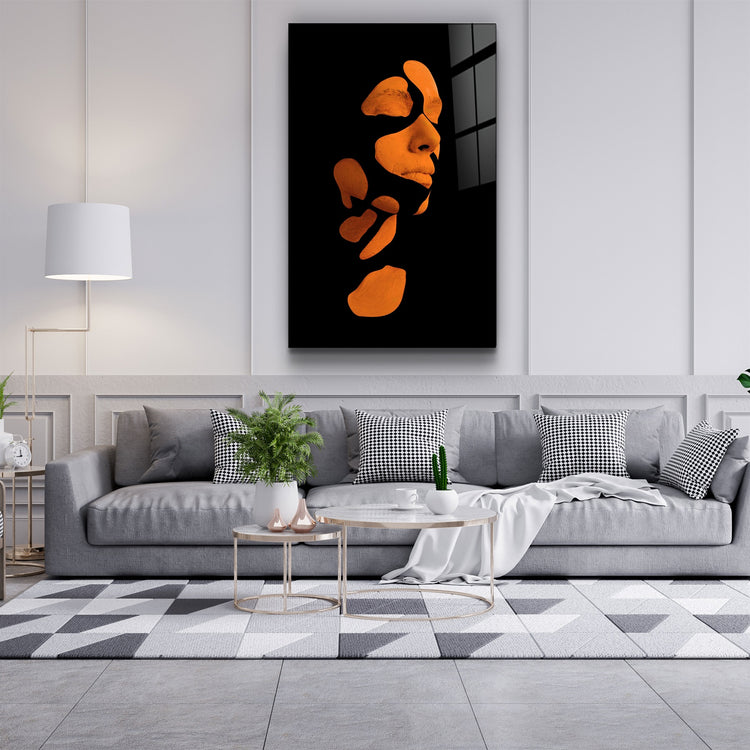 ・"Mysterious Orange Face"・Glass Wall Art | Artdesigna Glass Printing Wall Arts.