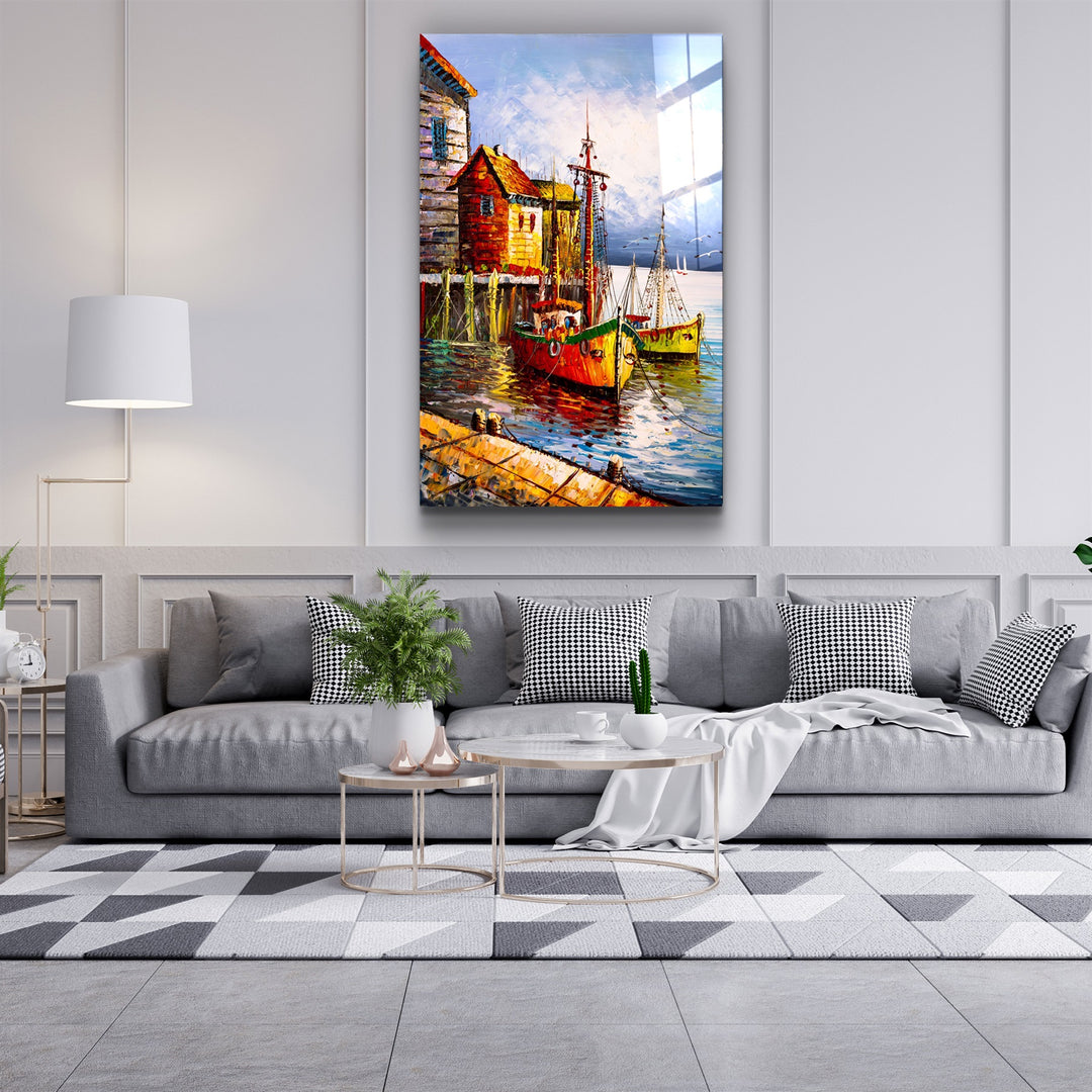 ・"Boats and Houses"・Glass Wall Art | Artdesigna Glass Printing Wall Arts.