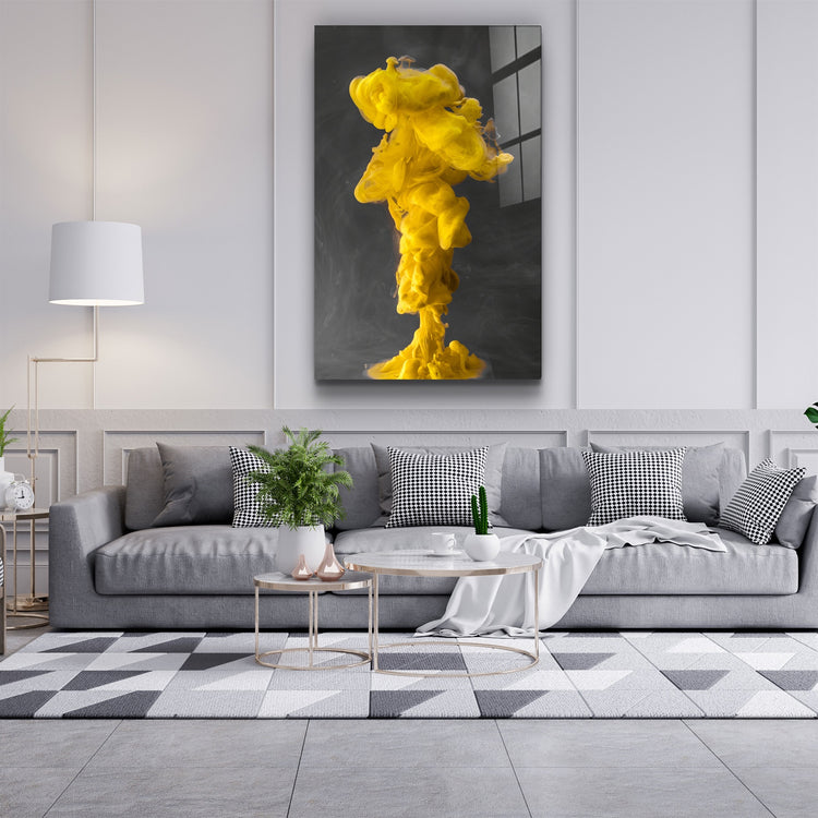 ・"Yellow Fog"・Glass Wall Art | Artdesigna Glass Printing Wall Arts.