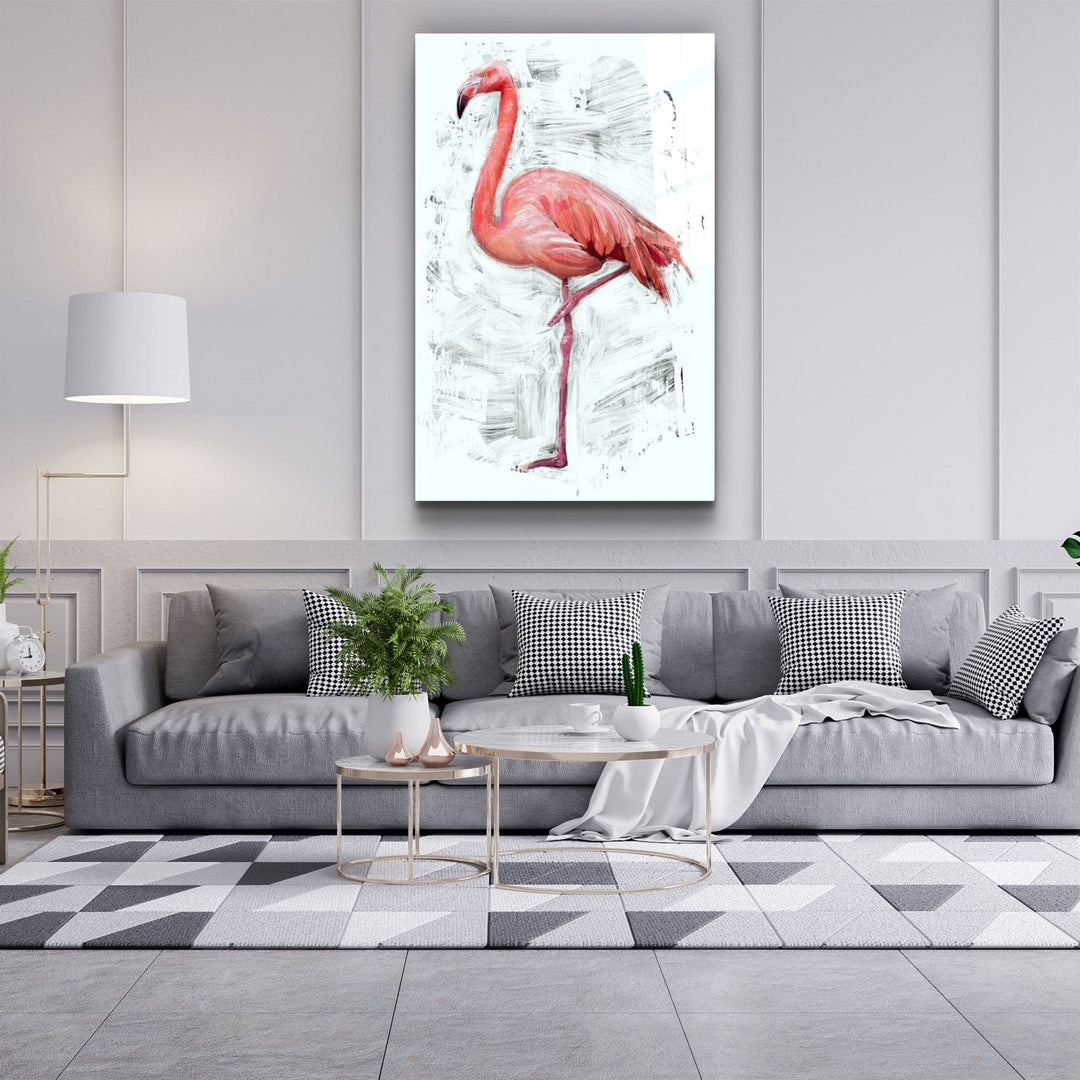 ・"Abstract Flamingo"・Glass Wall Art | Artdesigna Glass Printing Wall Arts.