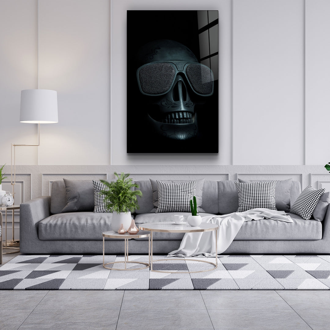 ・"Black Skull"・Glass Wall Art | Artdesigna Glass Printing Wall Arts.