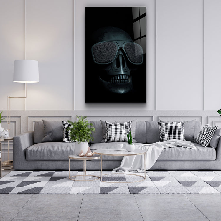 ・"Black Skull"・Glass Wall Art | Artdesigna Glass Printing Wall Arts.