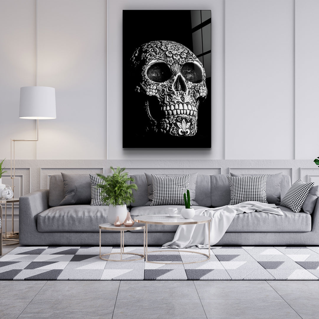 ・"Grey Skull"・Glass Wall Art | Artdesigna Glass Printing Wall Arts.