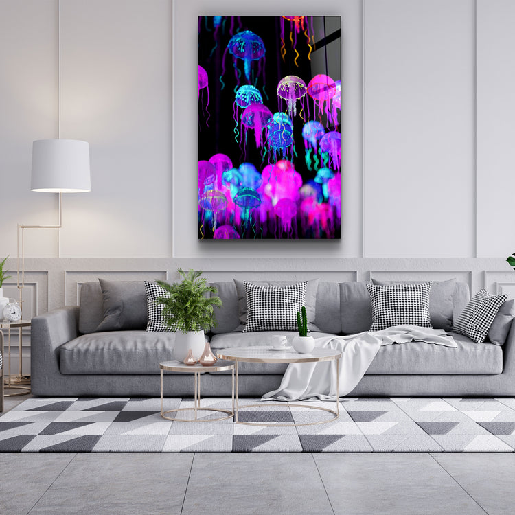 ・"Jellyfish"・Glass Wall Art | Artdesigna Glass Printing Wall Arts.