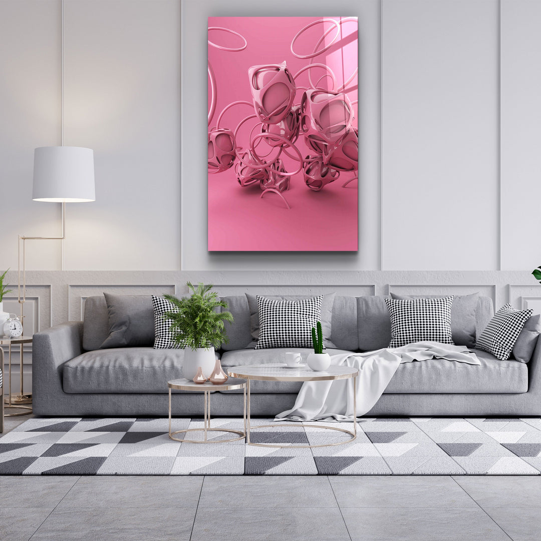 ・"Abstract Pink Modern Design"・Designer's Collection Glass Wall Art