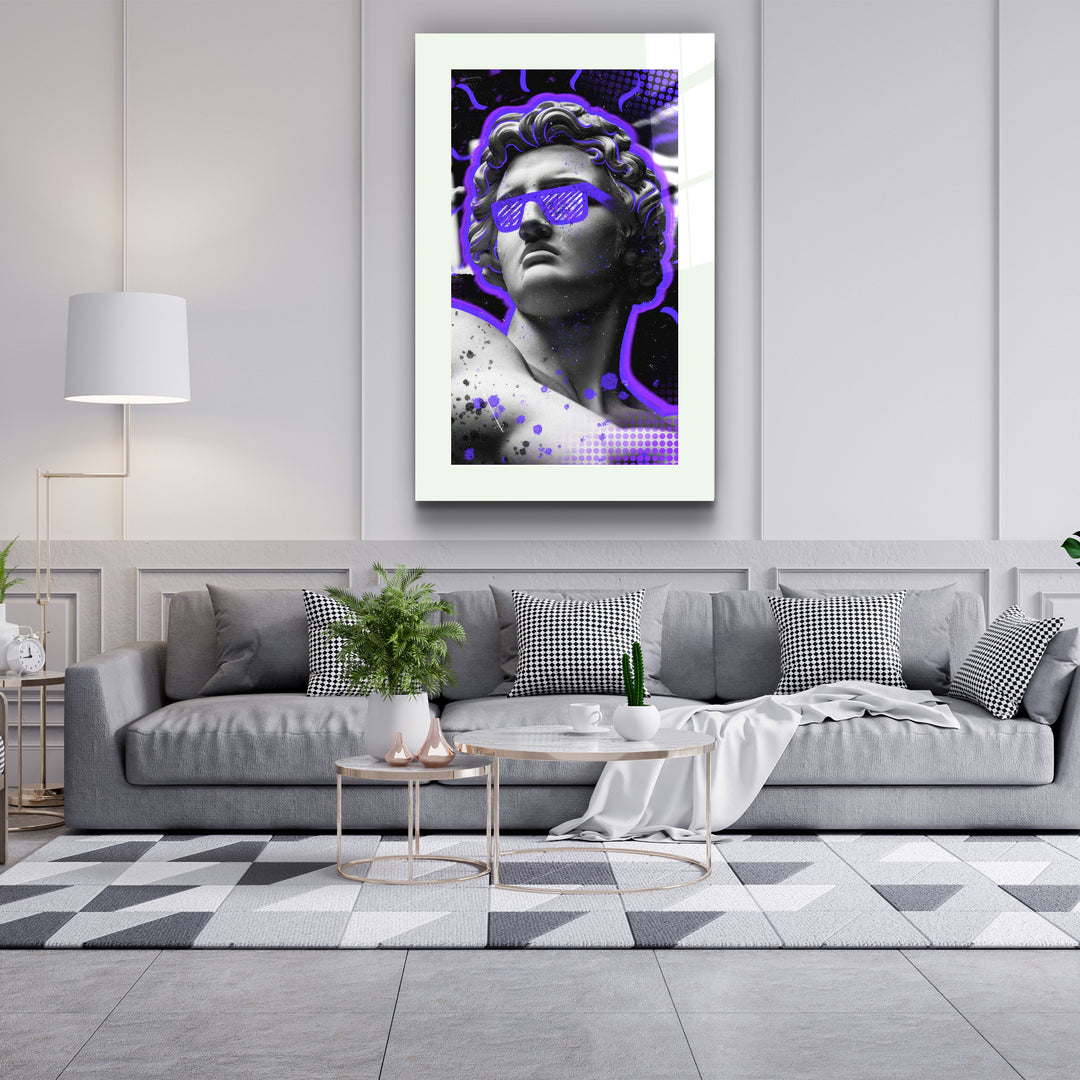 ・"Statue Pop Art Purple"・Designer's Collection Glass Wall Art