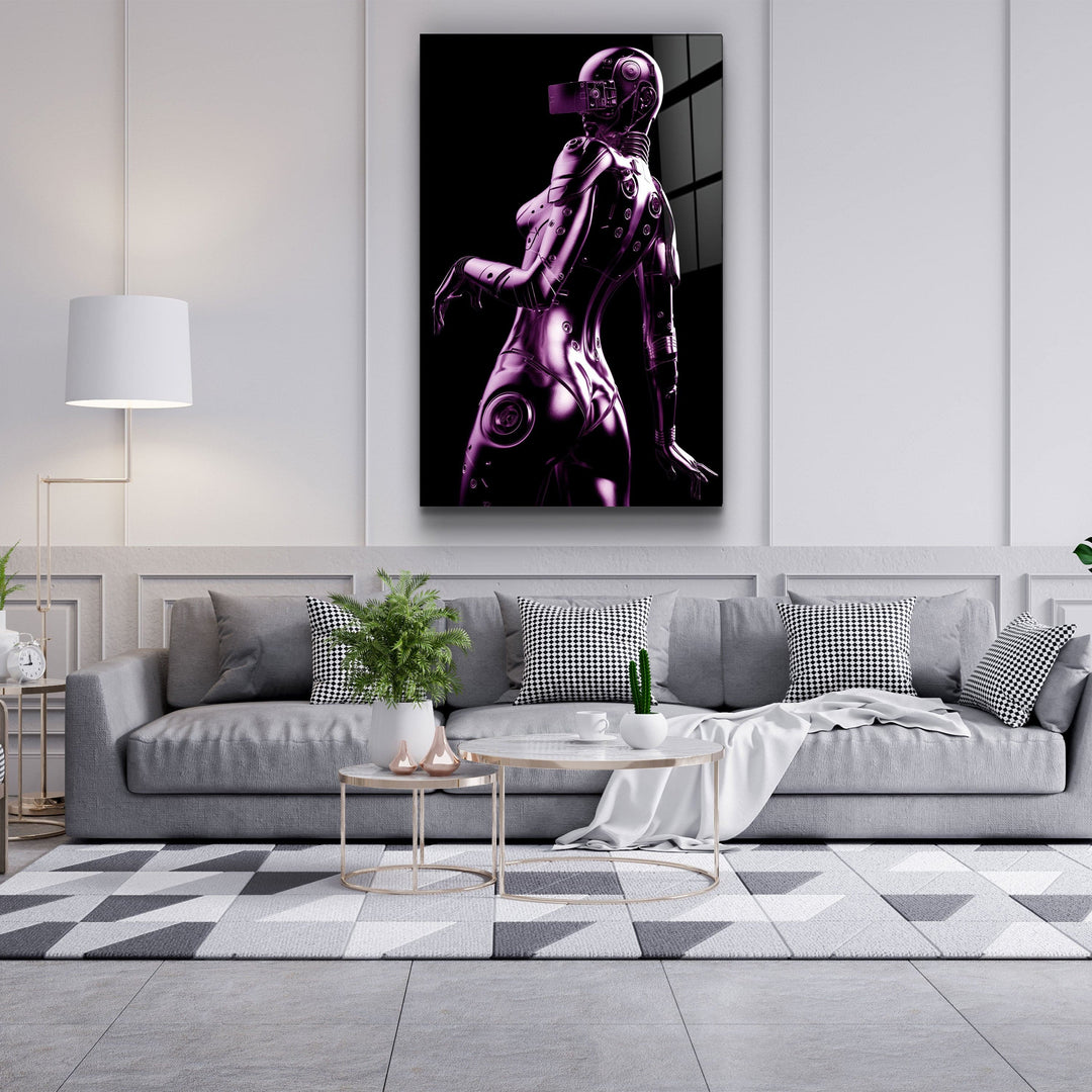 ・"Robo Girl Metalic Purple"・Designer's Collection Glass Wall Art