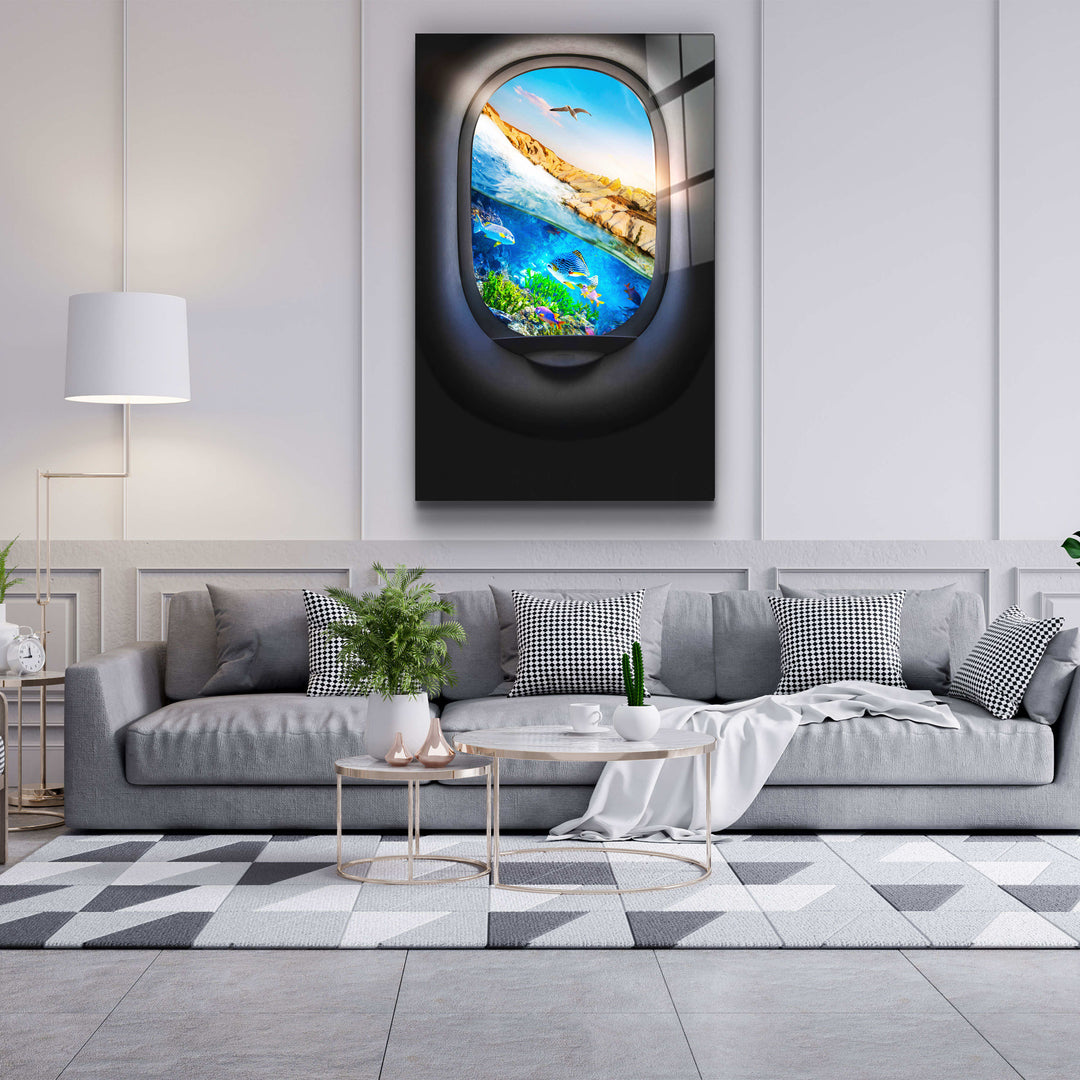 ・"Ocean Window"・Secret World Collection Glass Wall Art