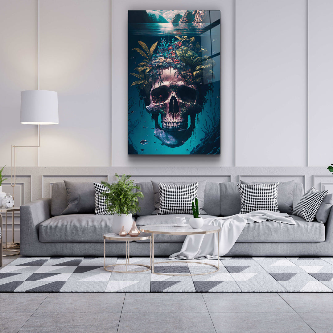 ・"Skull in the Secret Sea"・Secret World Collection Glass Wall Art