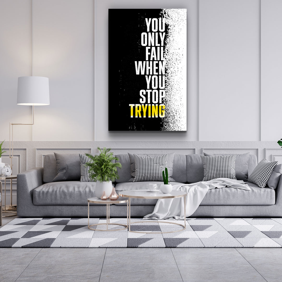 ・"Don't Stop Trying"・Designer's Collection Glass Wall Art