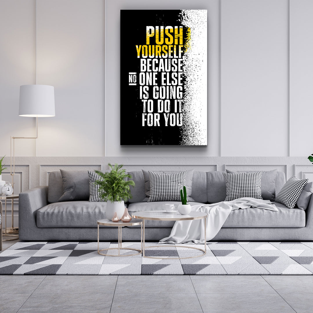 ・"Push Yourself"・Designer's Collection Glass Wall Art