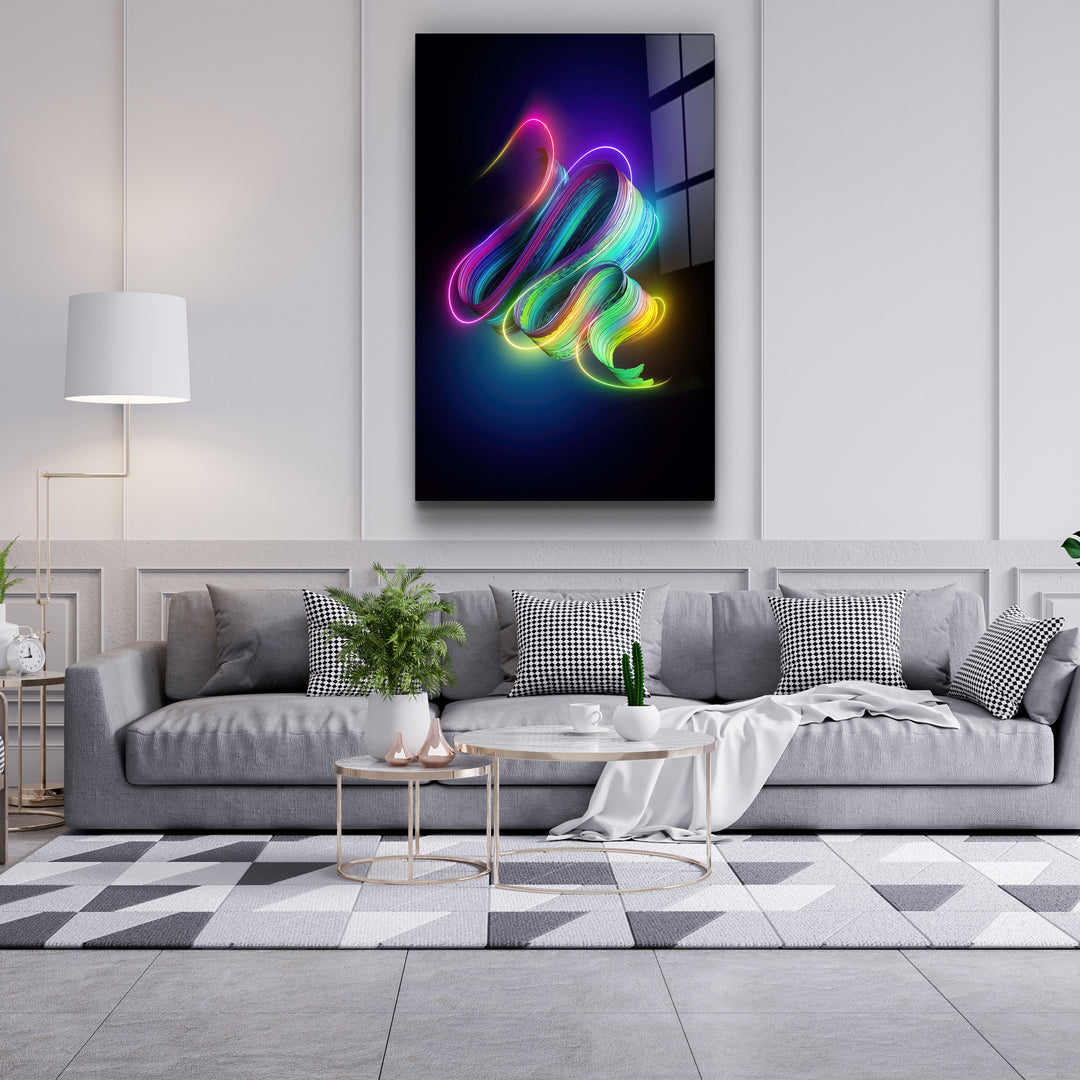 ・"Neon Brush Strokes"・Glass Wall Art