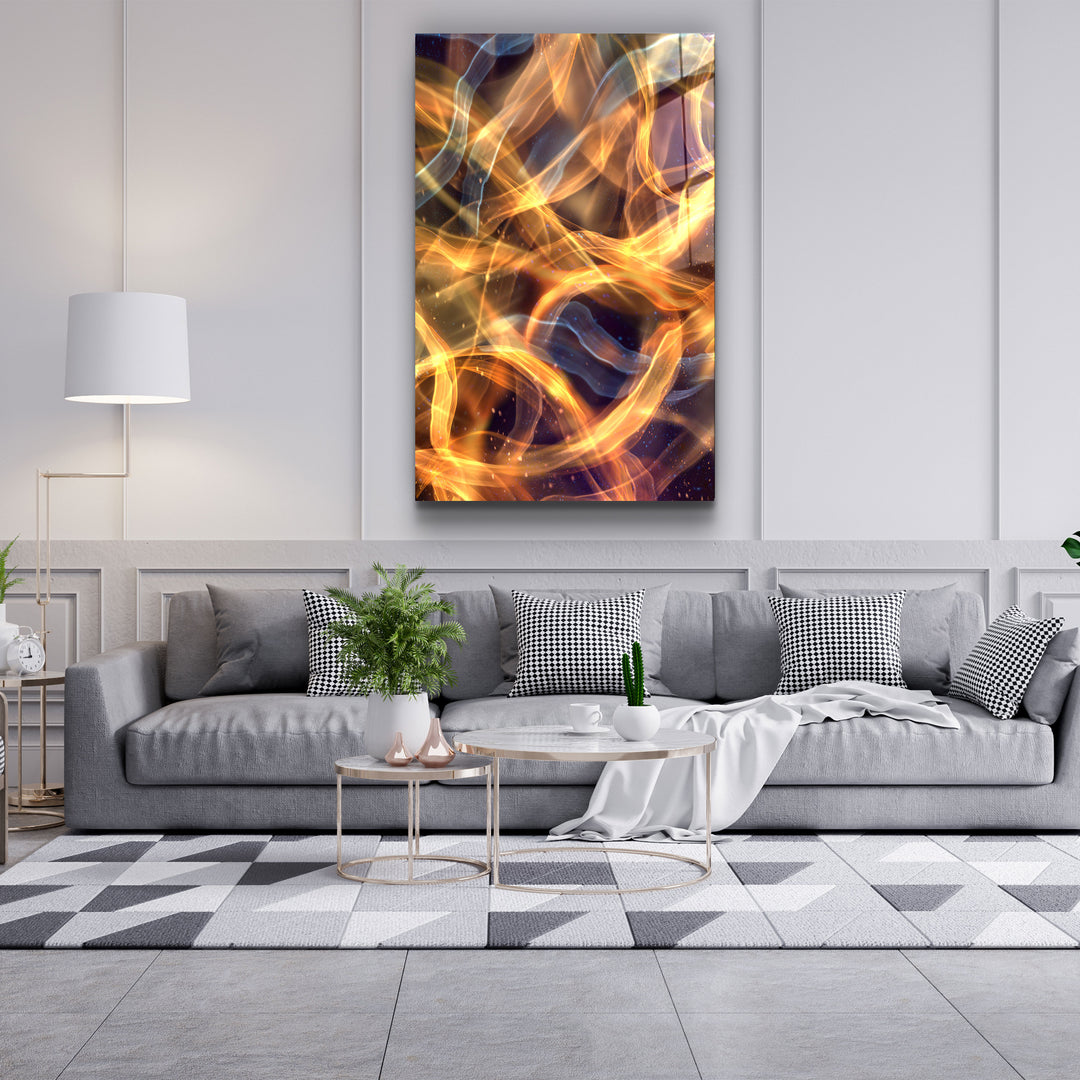 ・"Flame Brush Strokes V2"・Glass Wall Art