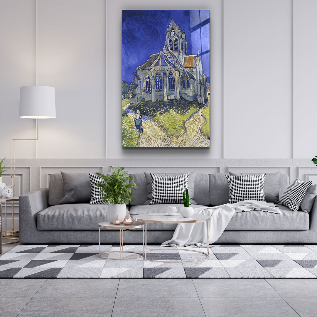 ・"Vincent van Gogh's The Church at Auvers (1890)"・Glass Wall Art | Artdesigna Glass Printing Wall Arts.