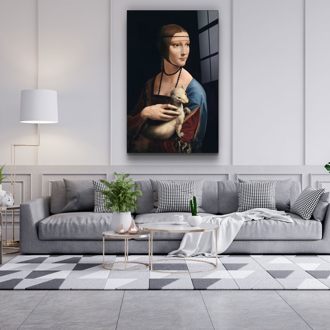 ・"Leonardo da Vinci's Lady with an Ermine (1490)"・Glass Wall Art | Artdesigna Glass Printing Wall Arts.