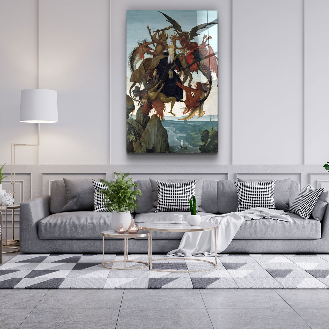 ・"Michelangelo Buonarroti's The Torment of Saint Anthony (c. 1487–1488)"・Glass Wall Art | Artdesigna Glass Printing Wall Arts.