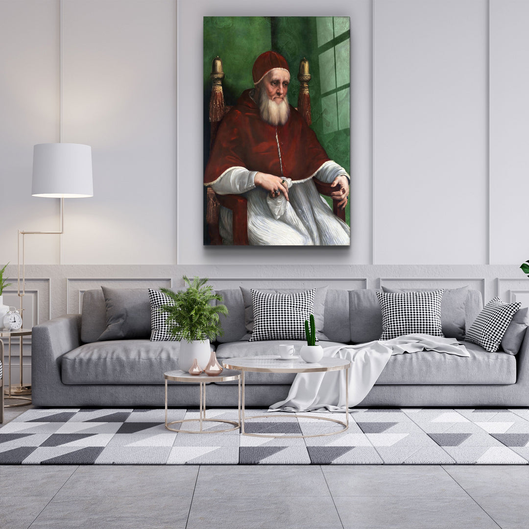 ・"Raphael's Portrait of Pope Julius II (1511)"・Glass Wall Art | Artdesigna Glass Printing Wall Arts.