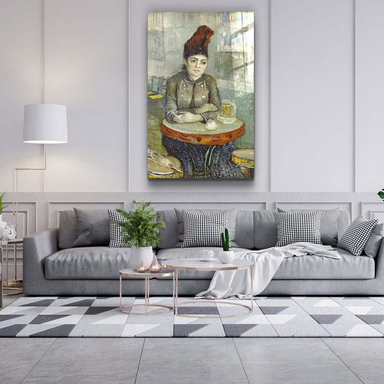 ・"Vincent van Gogh's Agostina Segatori Sitting in the Café du Tambourin (1887–1888)"・Glass Wall Art | Artdesigna Glass Printing Wall Arts.