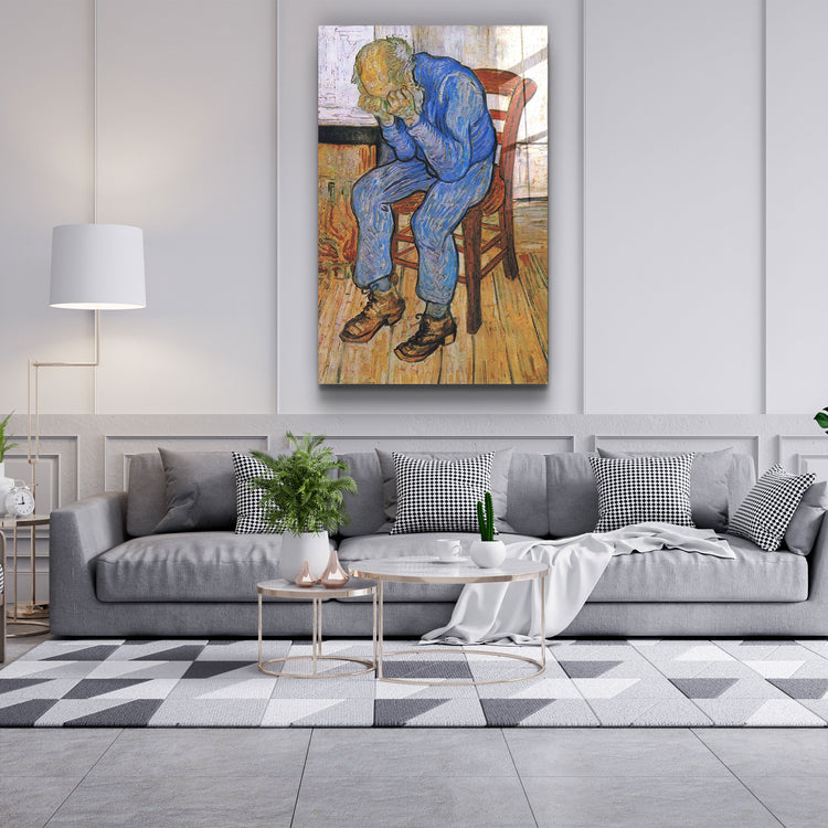 ・"Vincent van Gogh's At Eternity's Gate (1890)"・Glass Wall Art | Artdesigna Glass Printing Wall Arts.