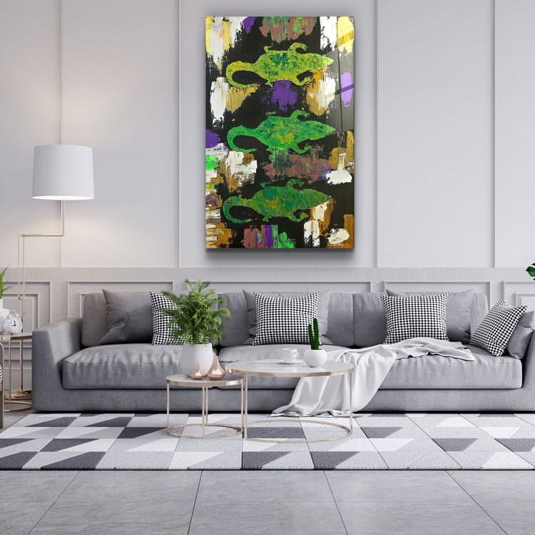 ・"Three Little Alligators - Hand-drawn Image"・Glass Wall Art | Artdesigna Glass Printing Wall Arts.