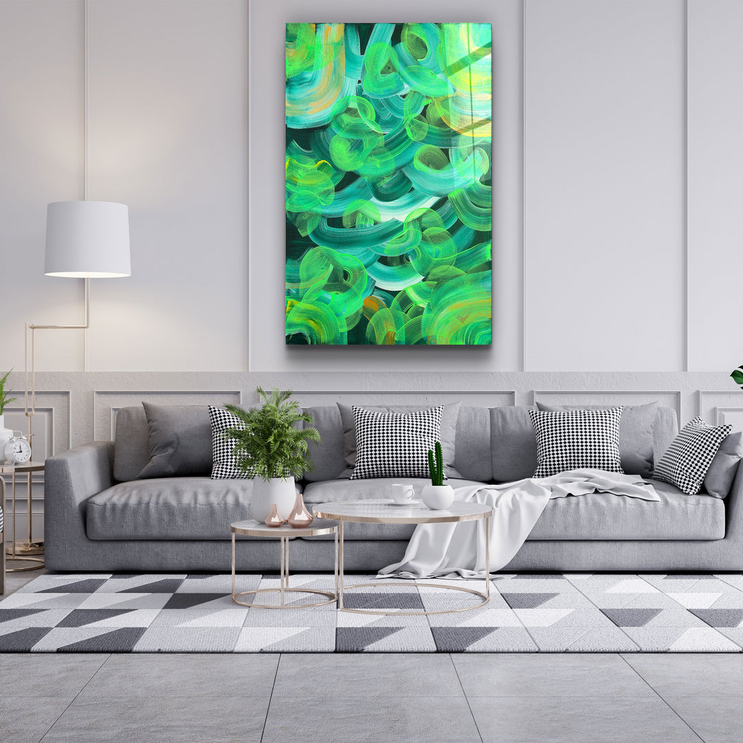 ・"Greeny - Hand-drawn Image"・Glass Wall Art | Artdesigna Glass Printing Wall Arts.