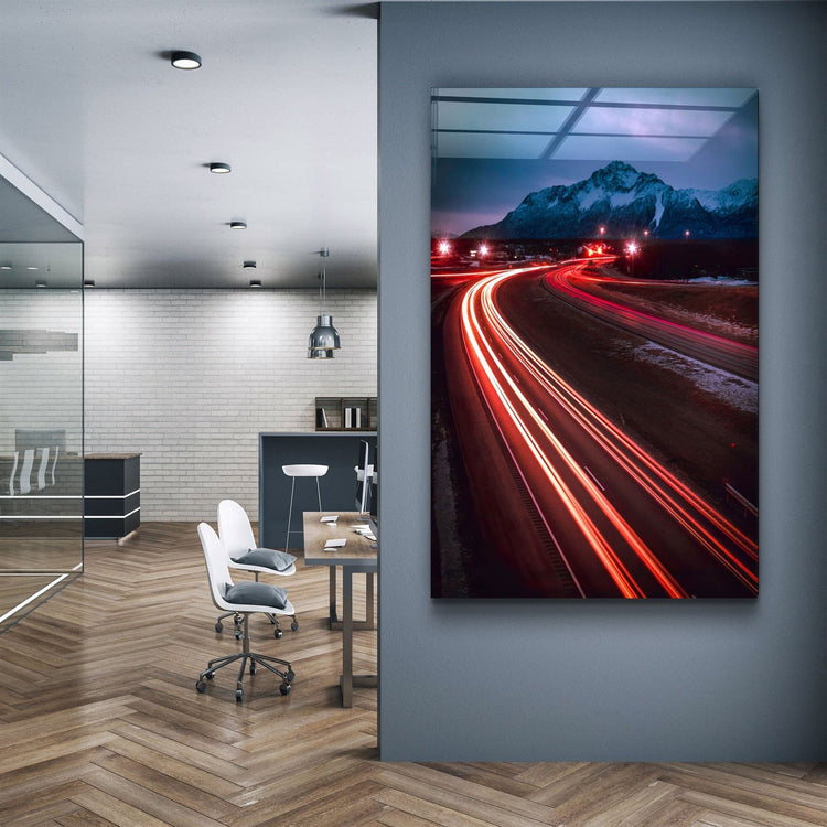 ・"Road and Mountains"・Glass Wall Art | Artdesigna Glass Printing Wall Arts.