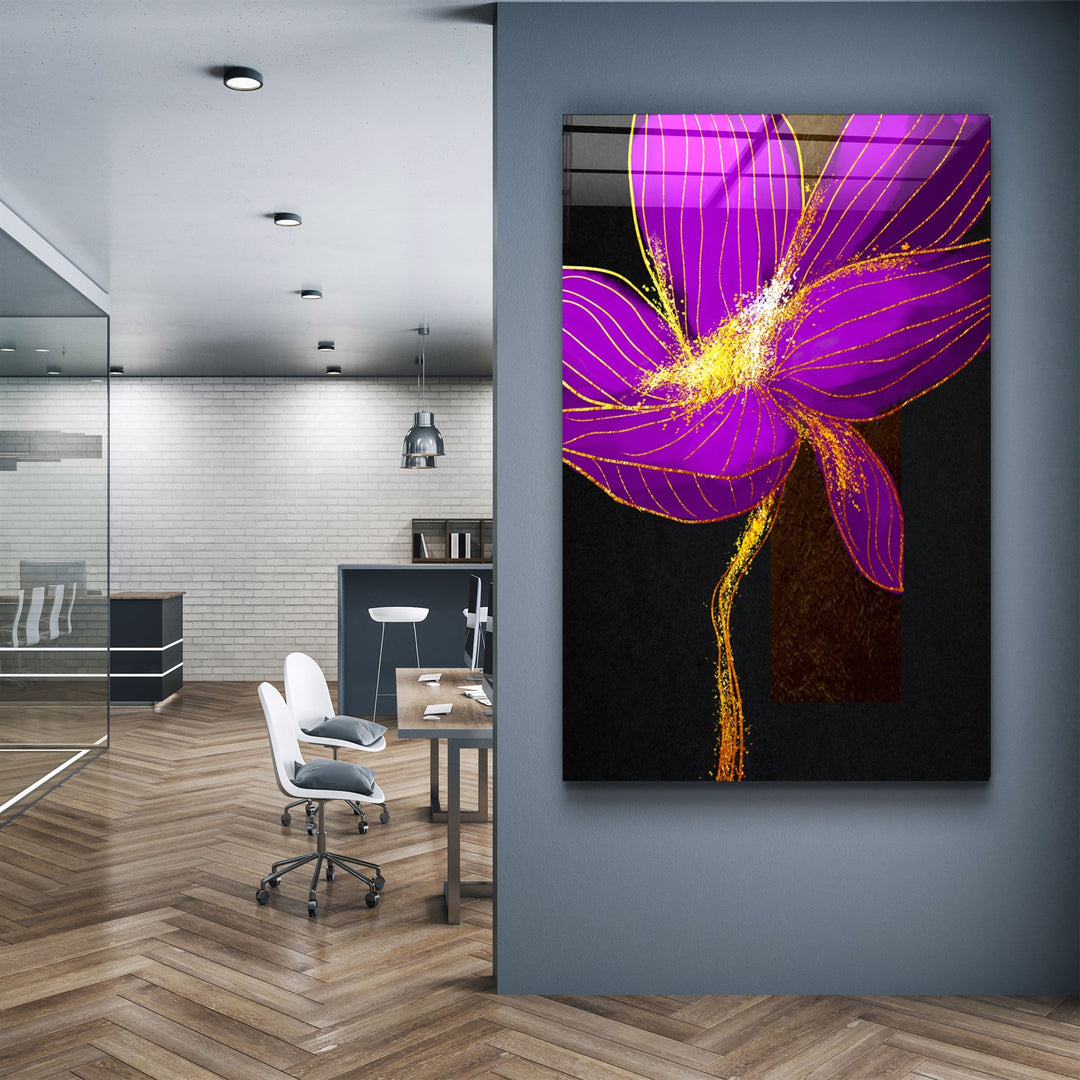 ・"Purple Flower"・Glass Wall Art | Artdesigna Glass Printing Wall Arts.