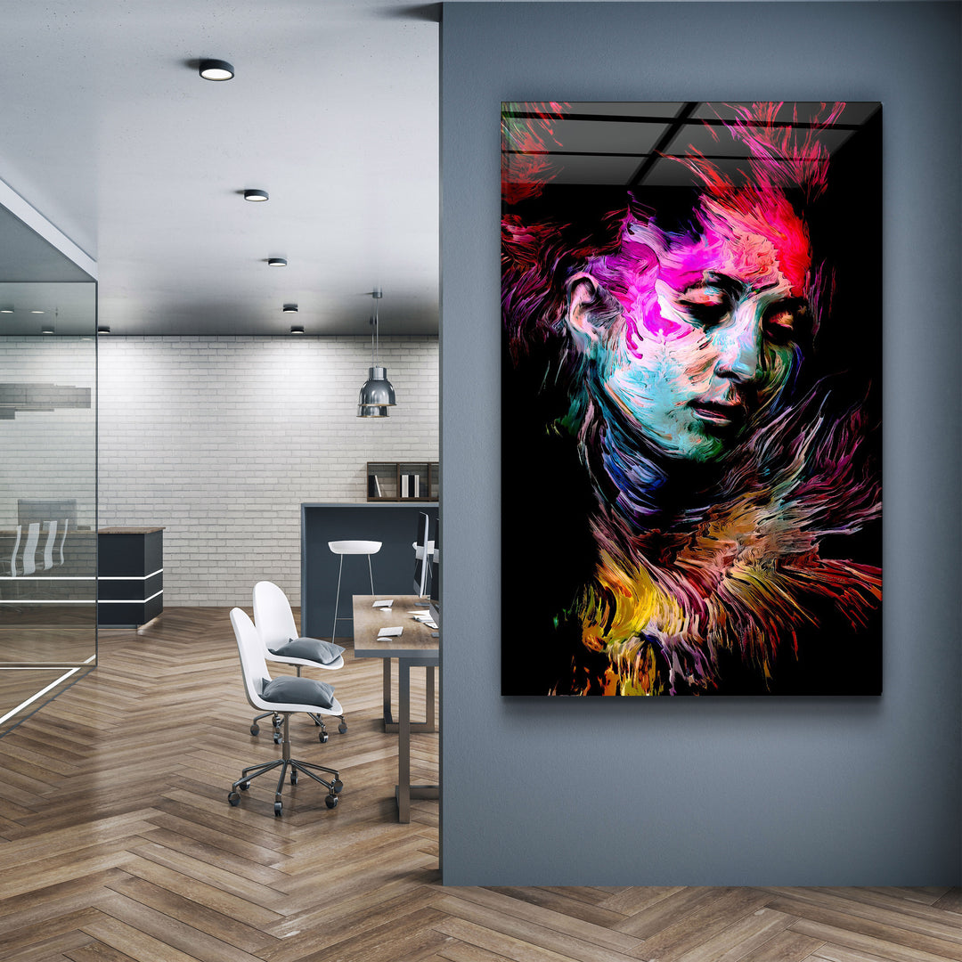 ・"Abstract Colorful Face"・Glass Wall Art | Artdesigna Glass Printing Wall Arts.