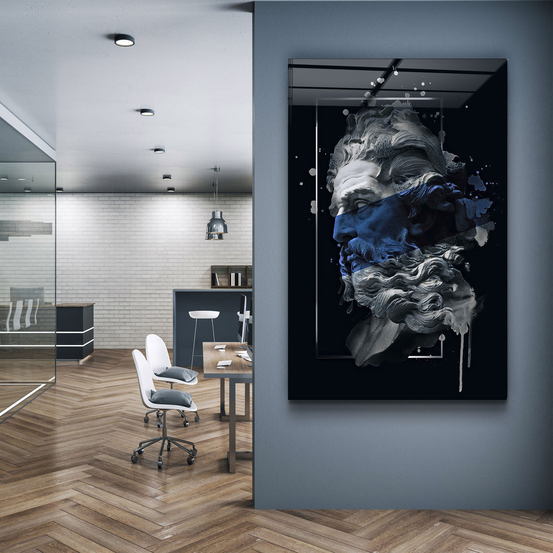 ・"Abstract Blue Poseidon"・Glass Wall Art | Artdesigna Glass Printing Wall Arts.