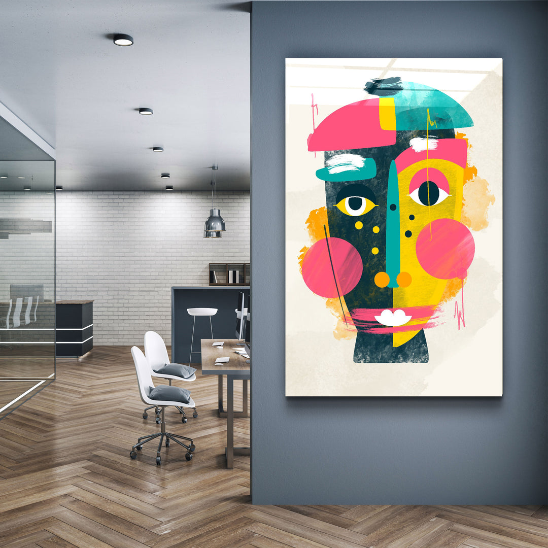 ・"Abstract Colorful Face V1"・Glass Wall Art | Artdesigna Glass Printing Wall Arts.