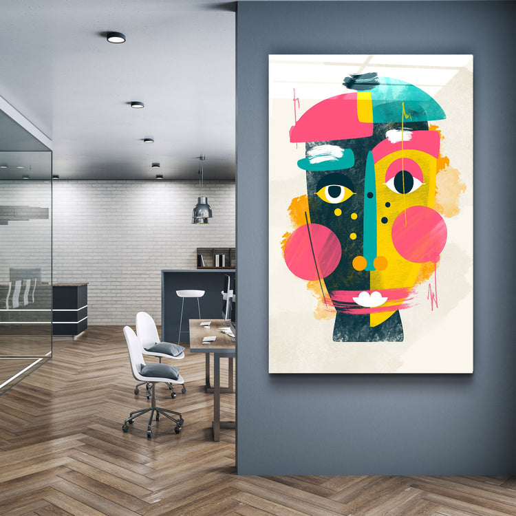 ・"Abstract Colorful Face V1"・Glass Wall Art | Artdesigna Glass Printing Wall Arts.