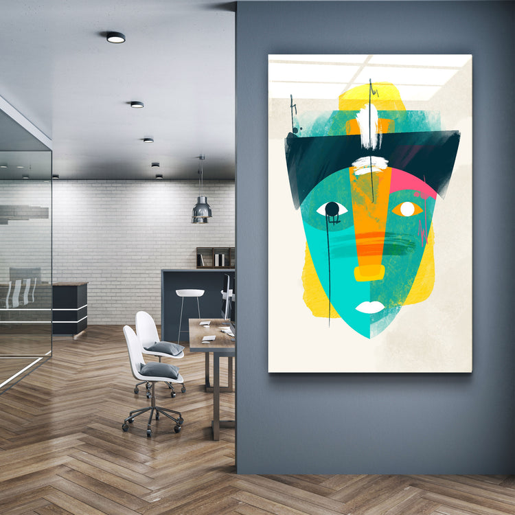 ・"Abstract Colorful Face V2"・Glass Wall Art | Artdesigna Glass Printing Wall Arts.