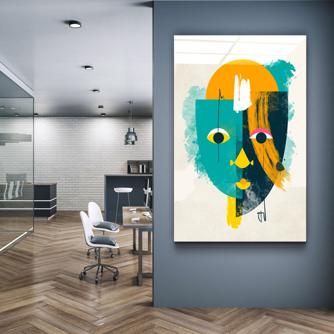 ・"Abstract Colorful Face V3"・Glass Wall Art | Artdesigna Glass Printing Wall Arts.