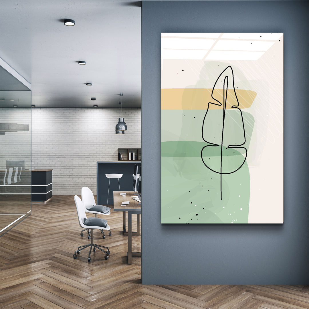 ・"Abstract Shapes and Leaves V3"・Glass Wall Art | Artdesigna Glass Printing Wall Arts.