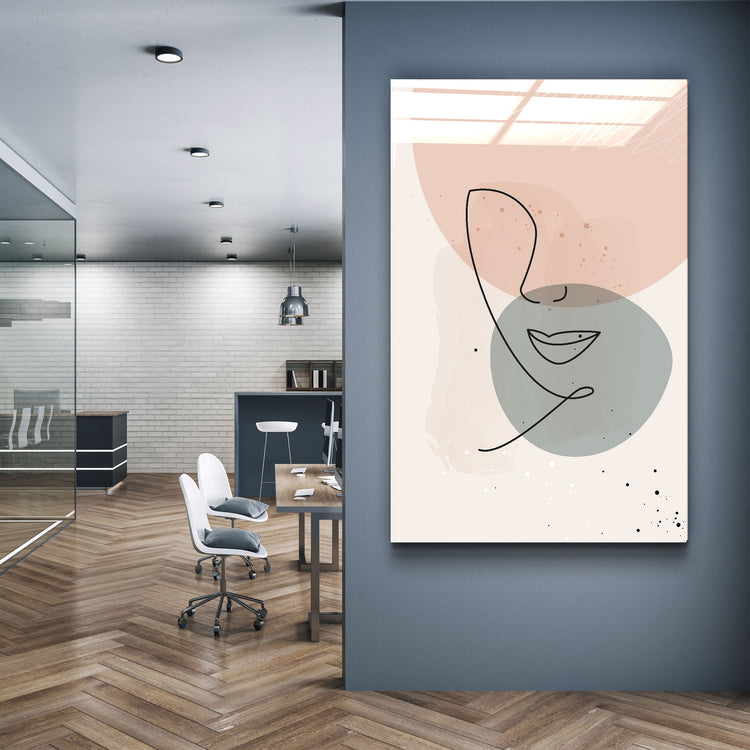 ・"Abstract Shapes and Face V1"・Glass Wall Art | Artdesigna Glass Printing Wall Arts.