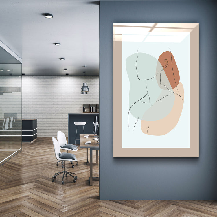 ・"Shapes and Woman Portrait V3"・Glass Wall Art | Artdesigna Glass Printing Wall Arts.