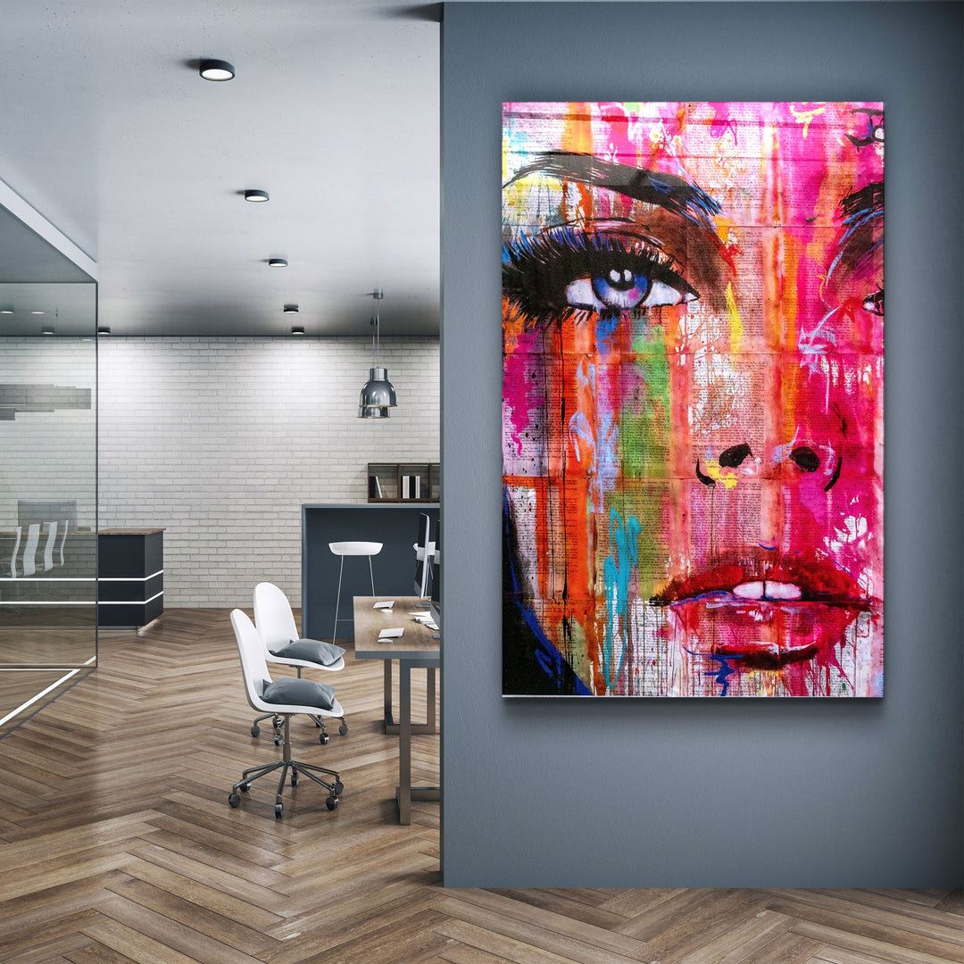 ・"Colorful Woman Face"・Glass Wall Art | Artdesigna Glass Printing Wall Arts.