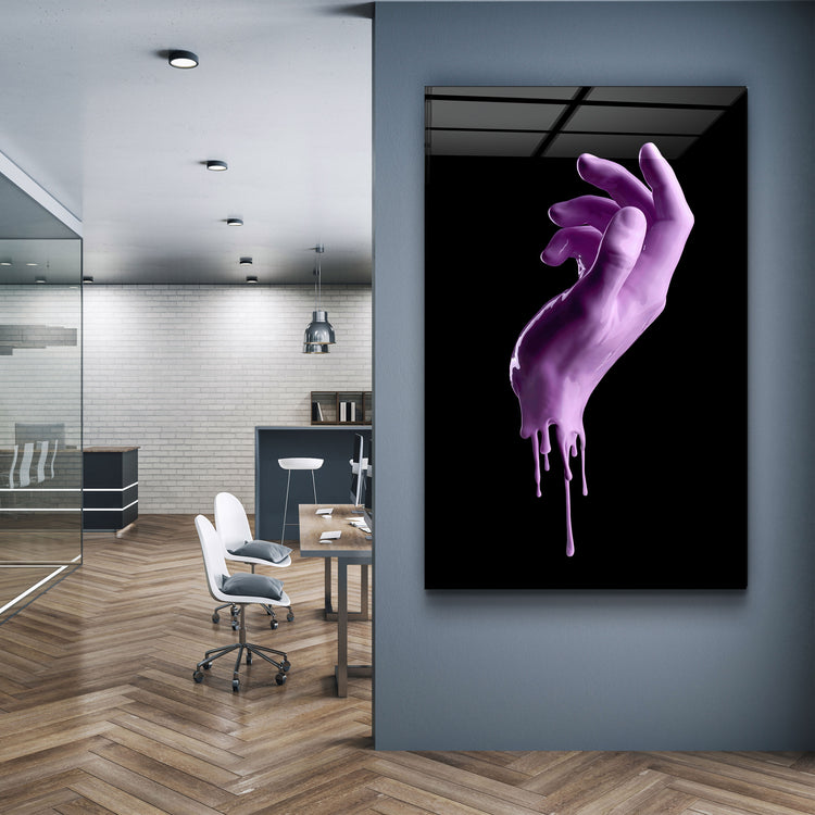 ・"Pink Hand"・Glass Wall Art | Artdesigna Glass Printing Wall Arts.