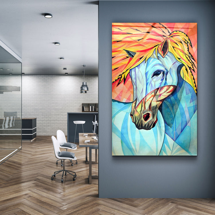 ・"Cool Horse"・Glass Wall Art | Artdesigna Glass Printing Wall Arts.