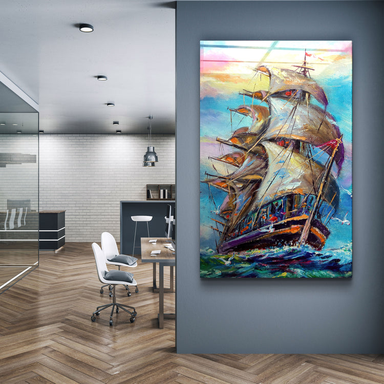 ・"Galleon"・Glass Wall Art | Artdesigna Glass Printing Wall Arts.