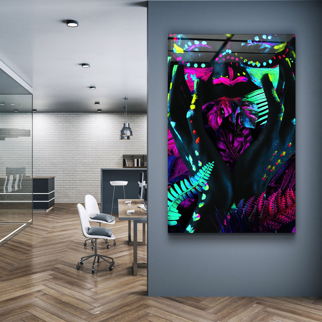 ・"Neon Face"・GLASS WALL ART | Artdesigna Glass Printing Wall Arts.