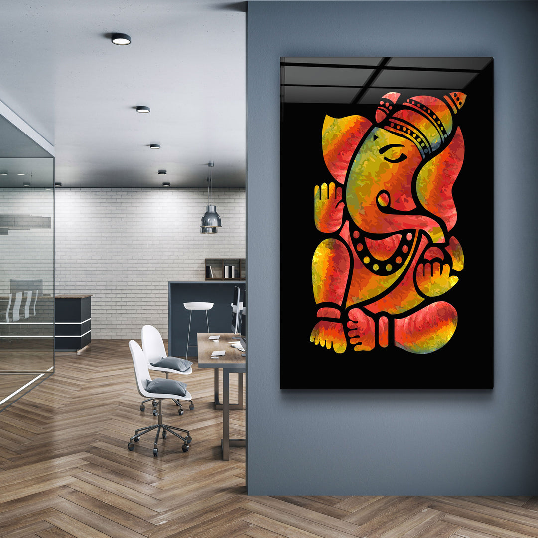 ・"Ganesha"・Glass Wall Art | Artdesigna Glass Printing Wall Arts.