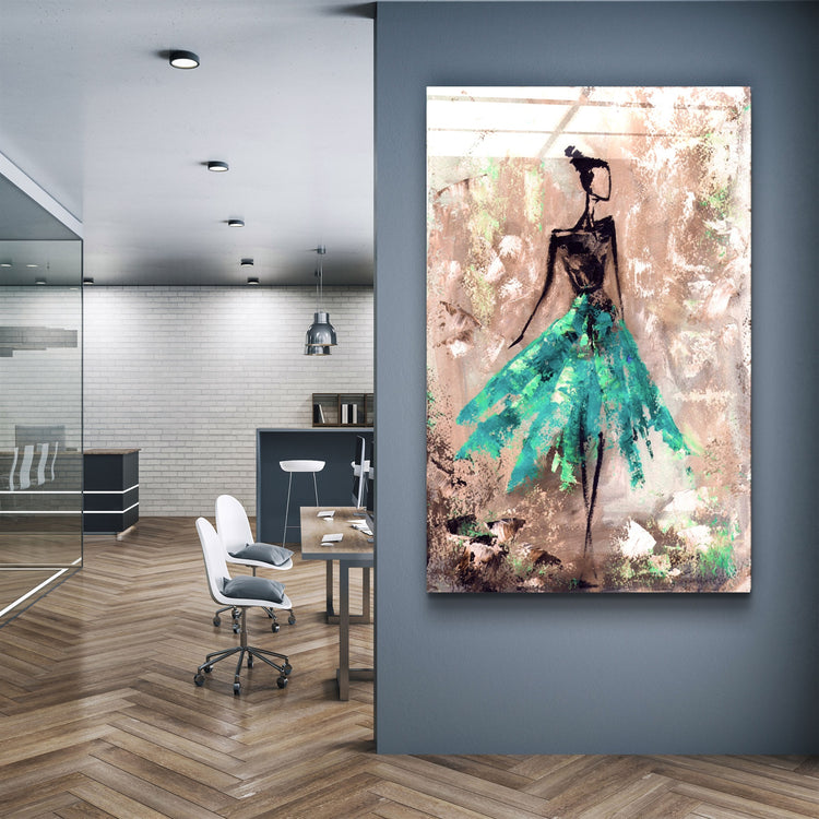 ・"Ballerina (Green)"・Glass Wall Art | Artdesigna Glass Printing Wall Arts.