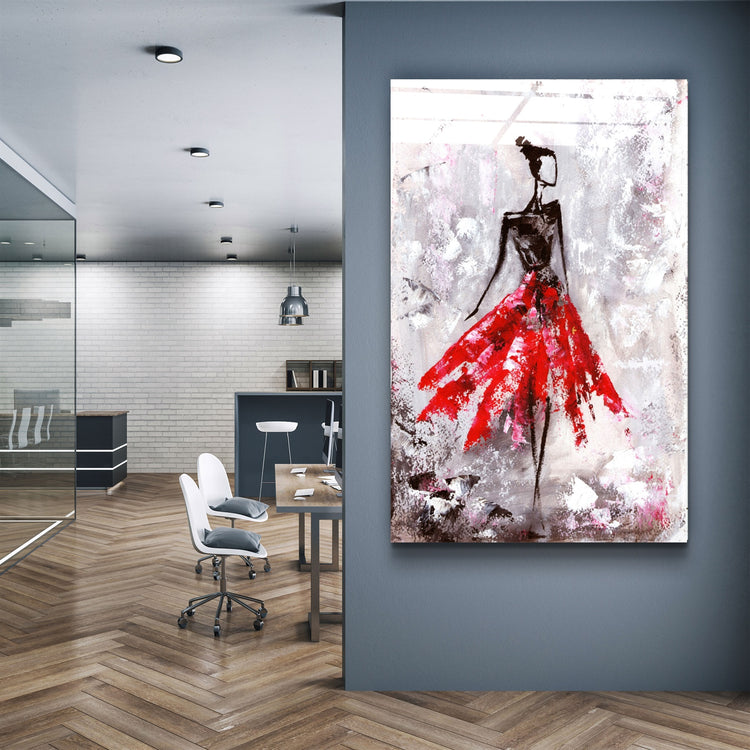 ・"Ballerina (Red)"・Glass Wall Art | Artdesigna Glass Printing Wall Arts.