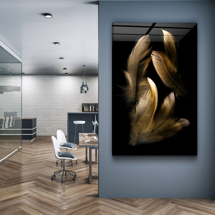 ・"Tan Feather"・Glass Wall Art | Artdesigna Glass Printing Wall Arts.