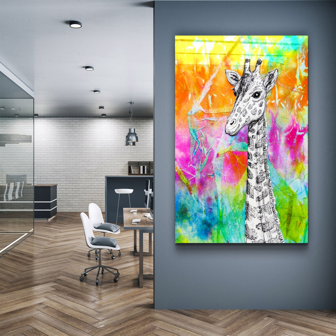 ・"Giraffe"・Glass Wall Art | Artdesigna Glass Printing Wall Arts.